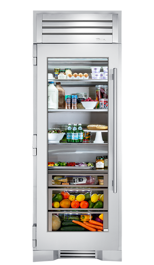 30" Glass Door Refrigerator Column in Stainless