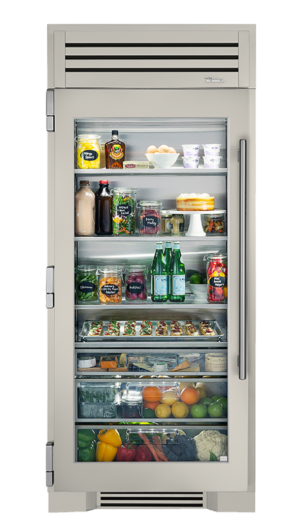 36" Glass Door Refrigerator Column in Antique White