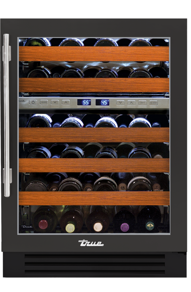 24" dual zone undercounter wine cabinet in ultra matte black