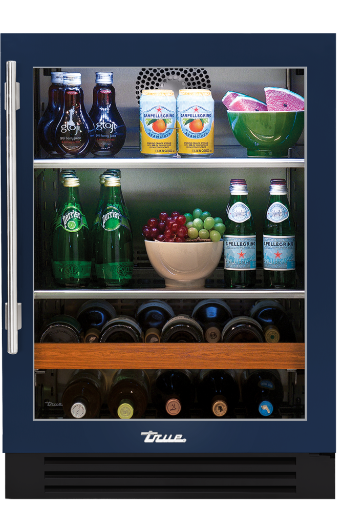Undercounter beverage center in cobalt