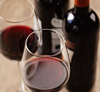 wine glasses and bottle