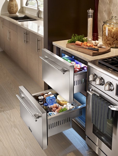 stainless steel undercounter refrigerator drawers