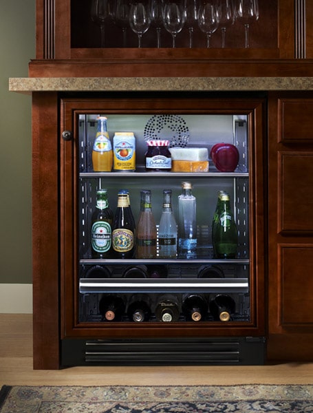undercounter wine cabinet refrigerator - brown cabinets