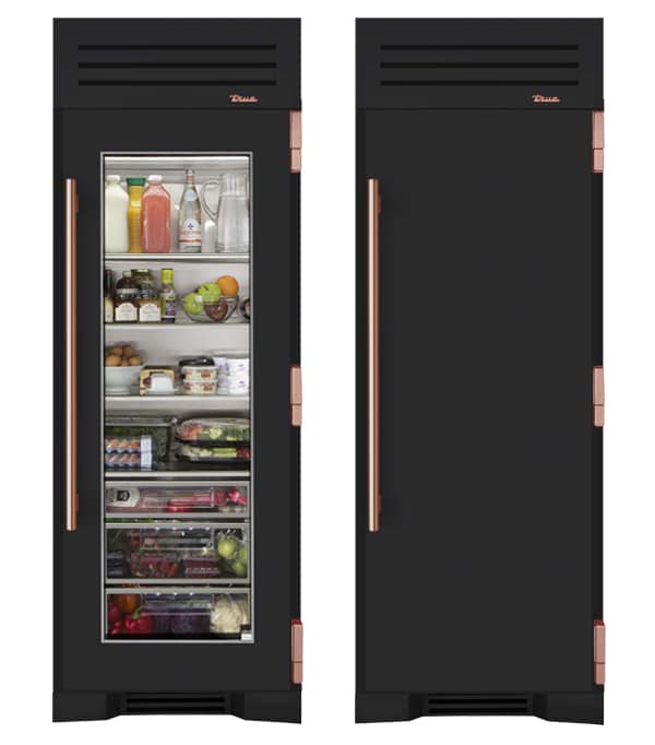 MBC - Matte Black + Copper Refrigerator Column - Solid Stainless and Glass Door