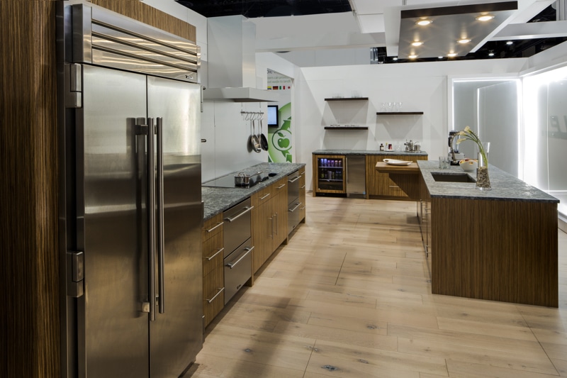 KBIS Kitchen Display - Stainless steel Freezer and Refrigerator Columns