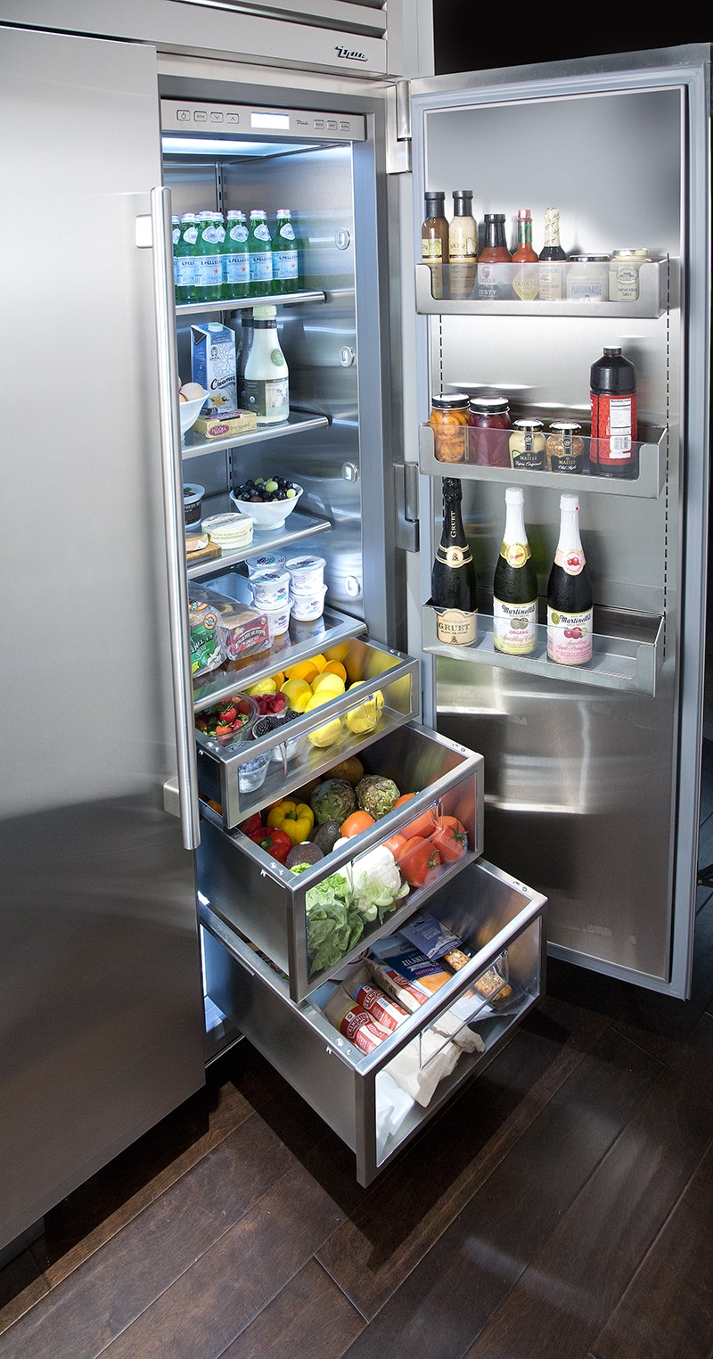 Open Drawers in Fridge - Stainless steel