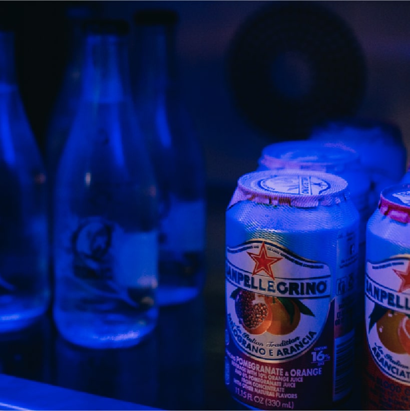 drinks in blue Trulumina lighting