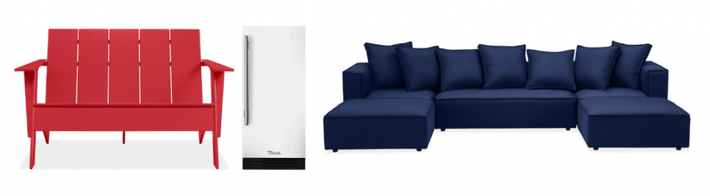 Red White and True - Red Outdoor Bench - Navy Couch