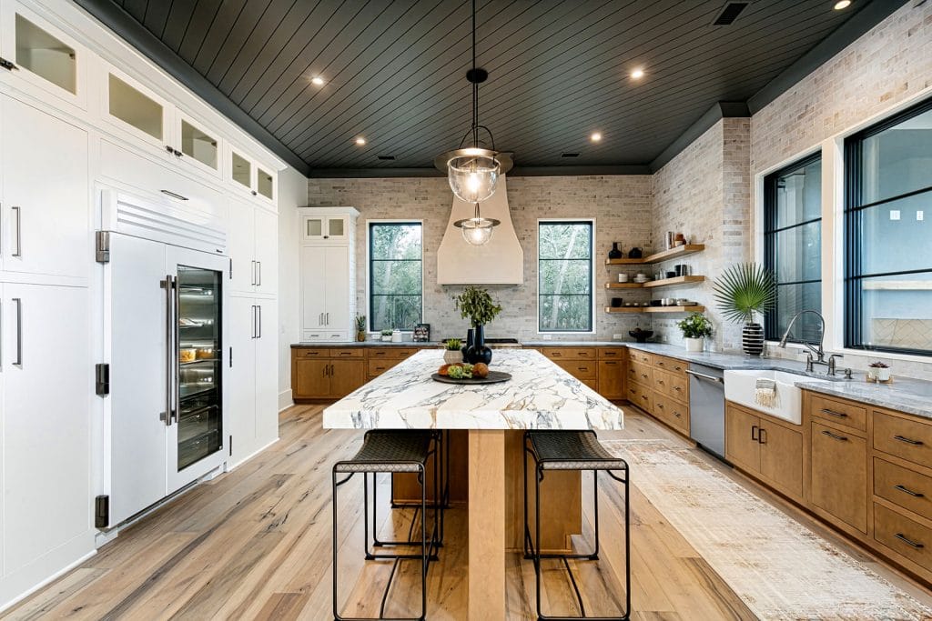 Pristine White Kitchen and Warm Wood Tones