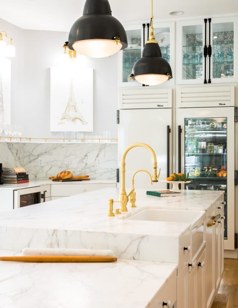 Elegant and Clean Look - Marble Countertops - Marble Kitchen Table - Zoomed in View
