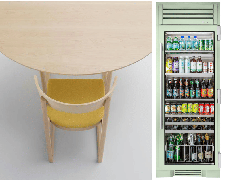 Cecilie Manz Maruni - Sage Beverage Column and Yellow Chair with Table