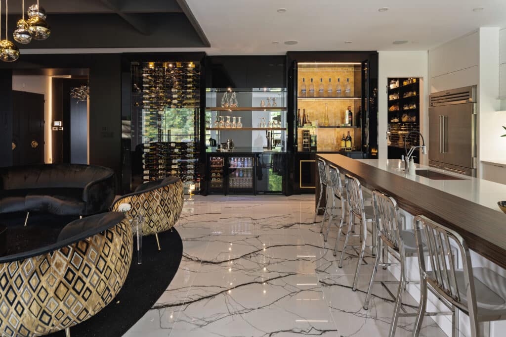 Great Room 12 - All Black Kitchen and Marble Flooring