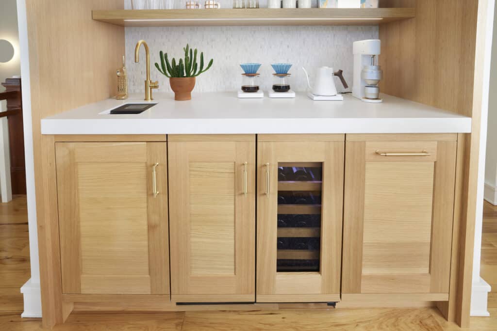 Light Wood Colored Undercounter Wine Cabinet