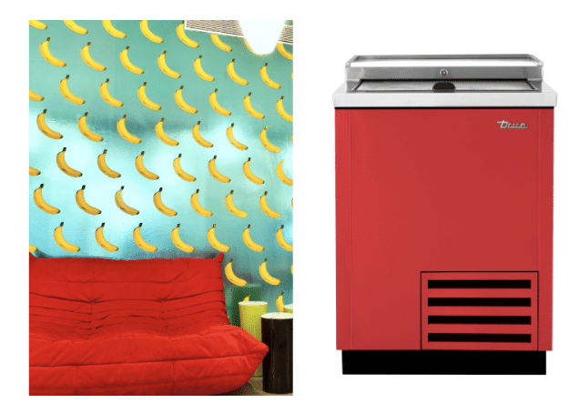 Bananas Retro Red - Slide-Top Beverage Refrigerator