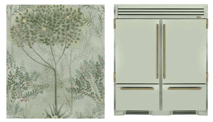 Sage Refrigerators and Matching Leaf Patterned Square