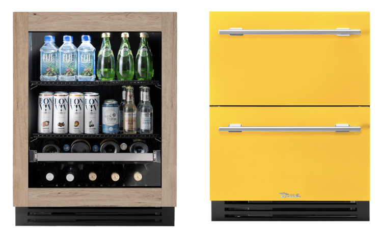 Overlay Glass Door Undercounter Refrigerator and Saffron Undercounter Drawer Refrigerator