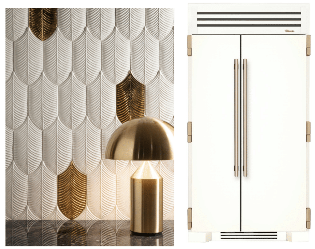 Antique White Refrigerator with Matching Feather-Tile Scene Display (1)