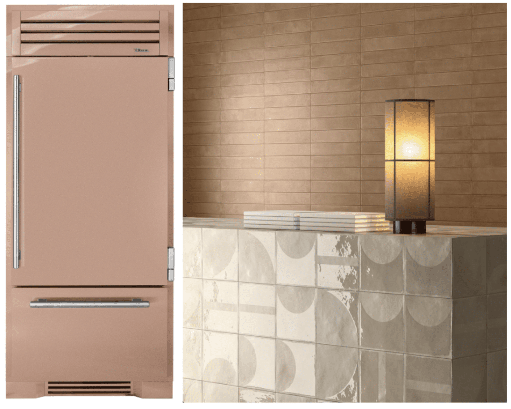 Champagne Refrigerator with Matching Tile Scene Display (1)