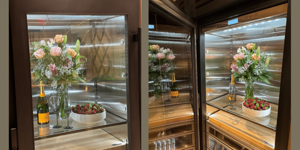 Fruit and Flowers inside Fridge Elegant Display