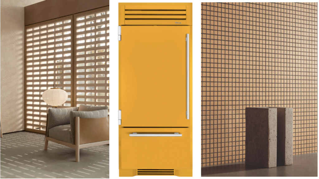Saffron Refrigerator with Matching Tile Wall and Airy Chair Scene Display (6)
