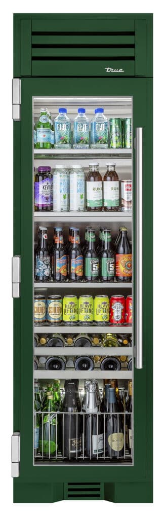 24 Inch - Beverage Column - Stainless Glass Door - LEFT Hinge - Emerald Color Swatch