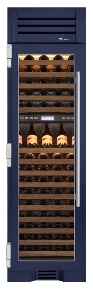 24 Inch - Dual Zone Wine Column - Stainless Glass Door - LEFT Hinge - Cobalt Color Swatch