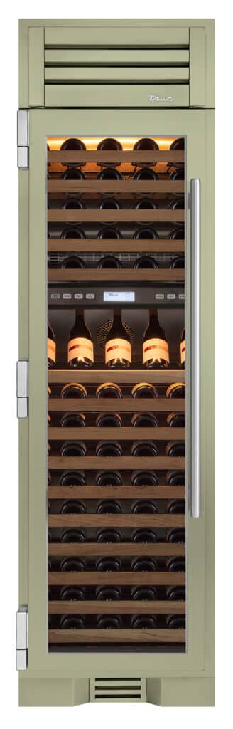 24 Inch - Dual Zone Wine Column - Stainless Glass Door - LEFT Hinge - Sage Color Swatch