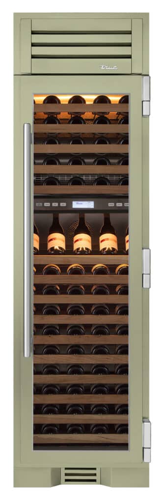 24 Inch - Dual Zone Wine Column - Stainless Glass Door - RIGHT Hinge - Sage Color Swatch